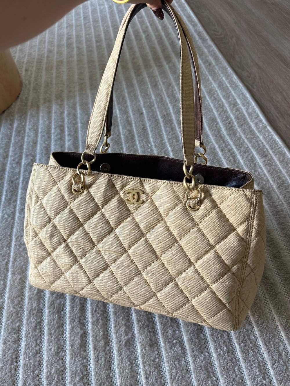 RARE CHANEL Matelasse Raffia Tote Bag